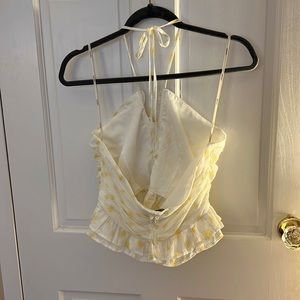 White with Yellow Flower crop top